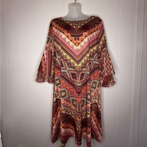 Sandra Darren Multicolor Geometric Midi Dress